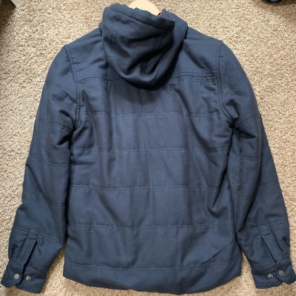 Men’s Blue Marmot Winter Jacket with hood - Picture 2 of 2